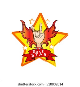 Rock star, print for t-shirt graphic.