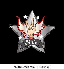 Rock star, print for t-shirt graphic.