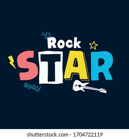 Rock Star slogan graphic for kids t-shirt and other uses. Vector