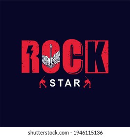 Rock star slogan graphic with rock symbols vectors for t-shirt and other uses.


