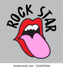 ROCK STAR, SLOGAN PRINT VECTOR