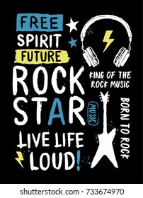 Rock star slogan vector slogan graphic, for t-shirt and other uses