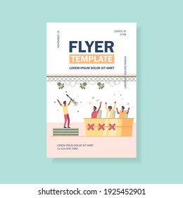 Rock star talent show. Judges approving musician with guitar on stage flat vector illustration. Competition, performance, concert concept for banner, website design or landing web page