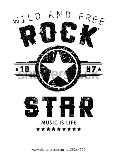 Rock Star Text Slogan Graphic Design Stock Vector (Royalty Free) 1139264720