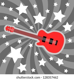 Rock star theme - electric guitar background illustration. Band concept.