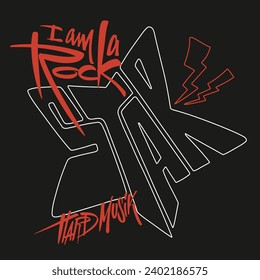 Rock Star, t-shirt print design, vector illustration.