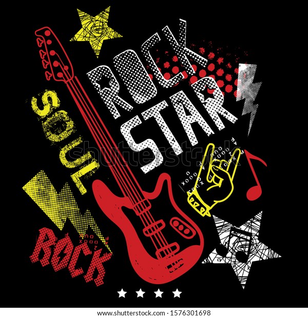 Rock Star Typography Graphic Print Abstract Stock Vector (Royalty Free ...