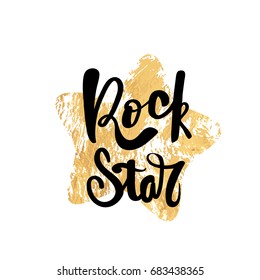 Rock Star Typography Poster. Handmade Lettering Print. Vector Vintage Illustration