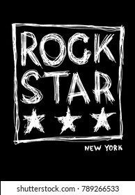 Rock Star typography. Print for t-shirt and apparels.