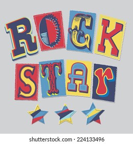 Rock star typography, t-shirt graphics, vectors 