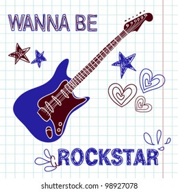 Rock star vector guitar illustration