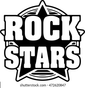 Rock stars black and white vector design.