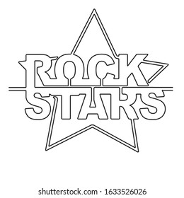 Rock stars design in one continuous line style.