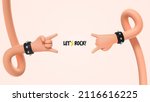 Rock stars music vector illustration. 3d cartoon ui hero hands Sign of the. Rock festival music banner template two hands gesture heavy metal isolated arms.