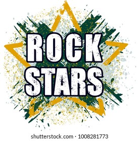Rock stars very bright grunge design for emblem, logo or poster