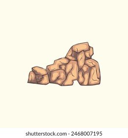 Rock stone big cartoon. Stones and rocks in isometric 3d flat style. of different boulders. Cobblestones of various shapes. Vector Illustration