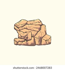 Rock stone big cartoon. Stones and rocks in isometric 3d flat style. of different boulders. Cobblestones of various shapes. Vector Illustration