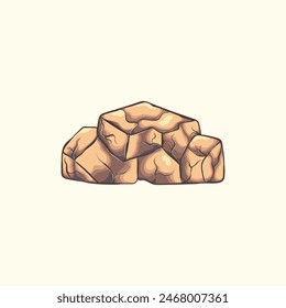 Rock stone big cartoon. Stones and rocks in isometric 3d flat style. of different boulders. Cobblestones of various shapes. Vector Illustration