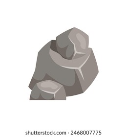 Rock stone big cartoon. Stones and rocks in isometric 3d flat style. of different boulders. Cobblestones of various shapes. Vector Illustration