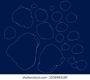 Rock stone blue contour set. Vector illustration