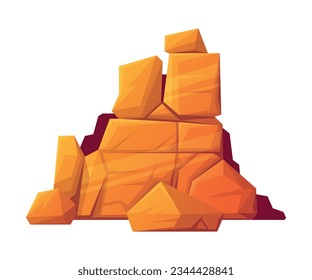 Rock and Stone Boulder Stack as Desert Landscape Element Vector Illustration