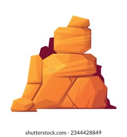 Rock and Stone Boulder Stack as Desert Landscape Element Vector Illustration