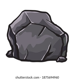 Rock Stone Boulder Caricatura Isometric Illustration Drawing Style Vector
