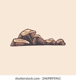 Rock de piedra de dibujos animados de estilo plano Vector