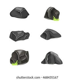 Rock stone cartoon set