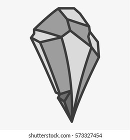 Rock Stone Crystal Coal Flat Line Stroke Icon Illustration