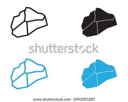 Rock stone crystal icon black and white vector outline sign