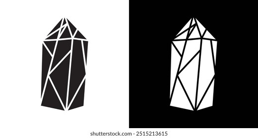 Icono de cristal de piedra de Rock Ilustración plana de línea delgada