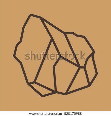 Rock Stone Crystal Minimalistic Flat Line Outline Stroke Icon Pictogram Symbol