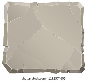 Rock stone front view cartoon. Polygonal broken boulder. Natural background. Landscape design. Cracked Concrete backdrop. Vector