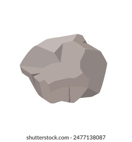 Rock stone, gray piece of mountain cliff, landscaping natural gravel vector illustration