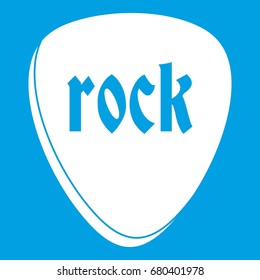 Rock stone icon white isolated on blue background vector illustration