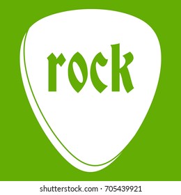 Rock stone icon white isolated on green background. Vector illustration