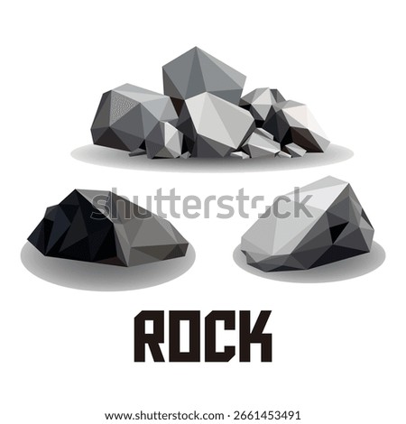 Rock stone illustration polygonal low poly set. Collection of rock stone vector polygon. Low Poly logo of rock stone