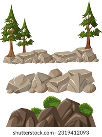 Felsen und Steine, einzelne Illustration