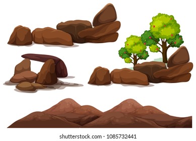 Rock Stone and Mountain Element illustration