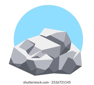 Pedra de rocha montanha geologia natureza mineral conjunto isolado. Ilustração de design gráfico plano vetorial