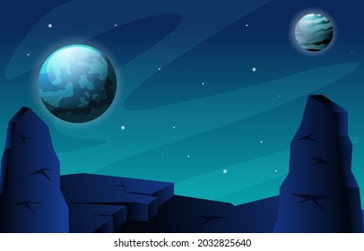 Rock Stone Planet Star Sky Space Universe Exploration Illustration