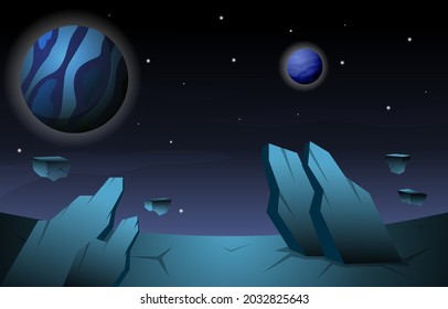 Rock Stone Planet Star Sky Space Universe Exploration Illustration