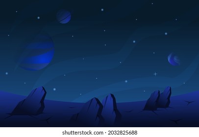 Rock Stone Planet Star Sky Space Universe Exploration Illustration