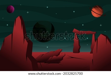 Rock Stone Planet Star Sky Space Universe Exploration Illustration