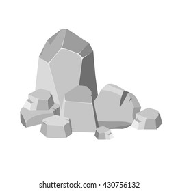 Rock stone set cartoon. Stones and rocks in isometric 3d flat style. Set of different boulders
