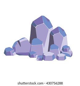 Rock stone set cartoon. Stones and rocks in isometric 3d flat style. Set of different boulders
