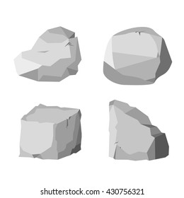 Rock stone set cartoon. Stones and rocks in isometric 3d flat style. Set of different boulders
