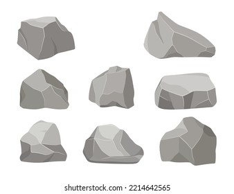 Rock stone set. Element of nature and mountains.