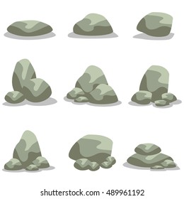 Rock stone set of vector art illustration collection